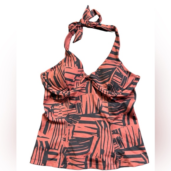 ATHLETA womens Sculpted Halter Tankini underwire swim Top Sienna Print 34B/C NWT - Picture 2 of 5